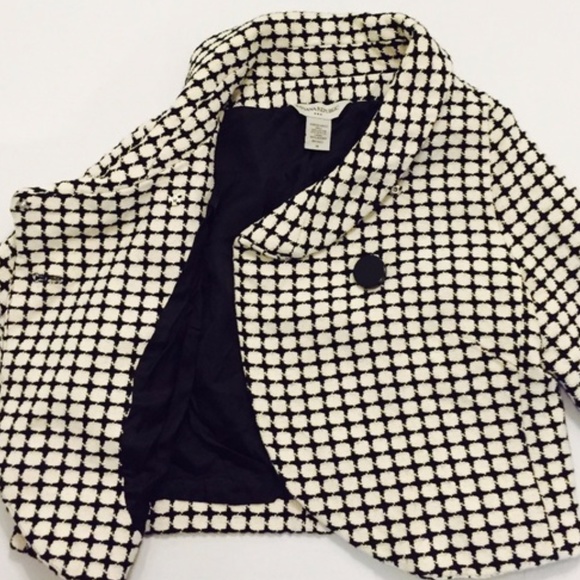 Cropped Black & Cream Bolero Topper Jacket M - Picture 3 of 8